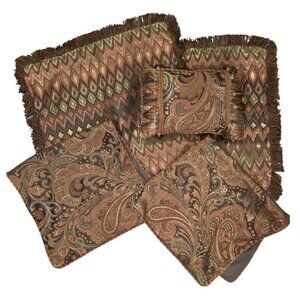 Bedroom Decor 5 Pieces Elegant Coordinating Pillow, Euro Shams, King Shams, EUC